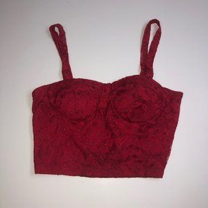 Red Lace Crop Top